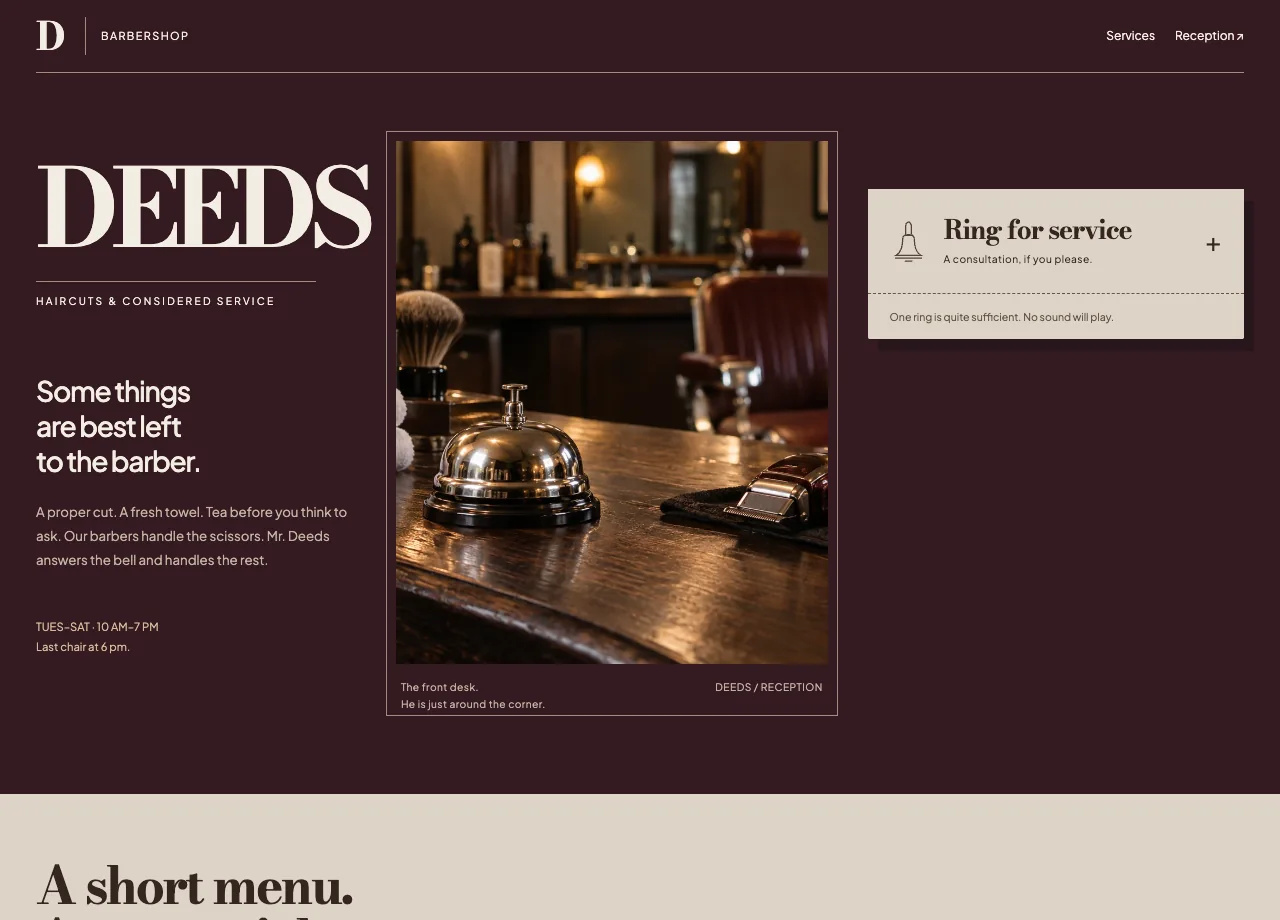 Deeds fictional website design screenshot
