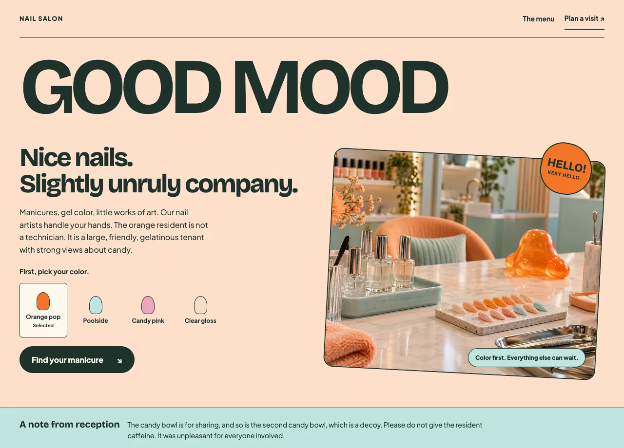 Good Mood fictional website design screenshot